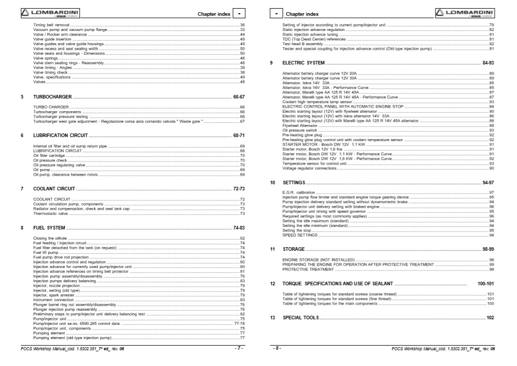 Lombardini FOCS Engine Series Workshop Manual - Image 6