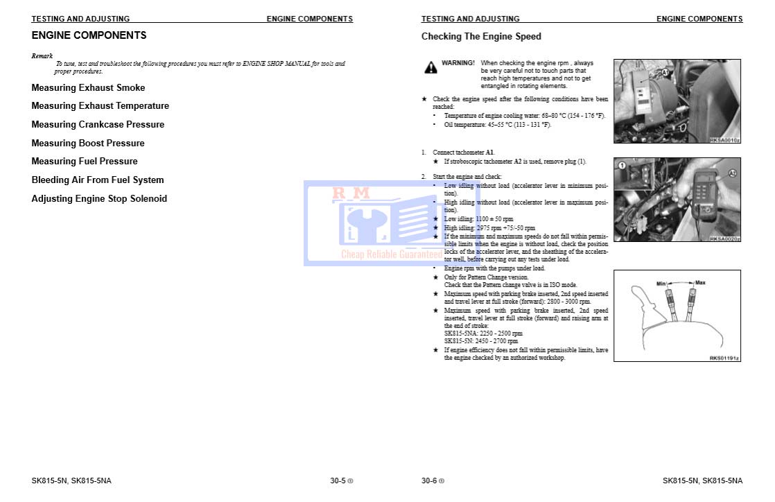 Komatsu SK815-5N, Komatsu SK815-5NA Skid Steer Loader Workshop Manual - Image 5