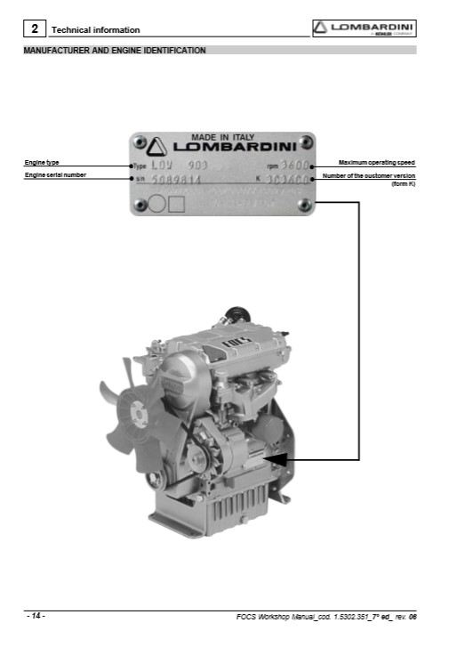 Lombardini FOCS Engine Series Workshop Manual - Image 3