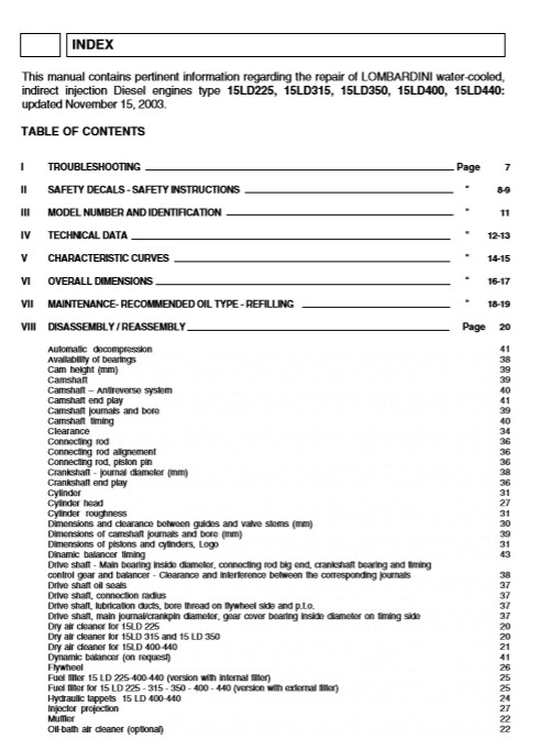 Lombardini 15LD Series Engines Workshop Manual - Image 6