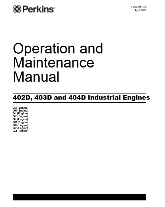 Perkins 402D, 403D and 404D Industrial Engines Operation and Maintenance Manual - Image 2