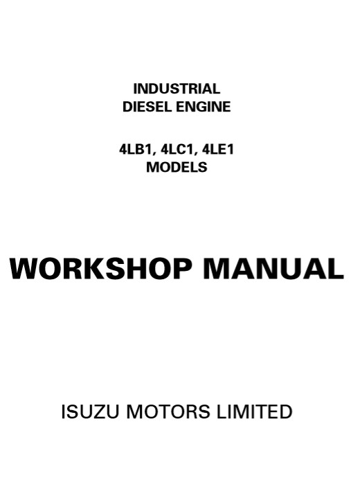 Isuzu 4LB1, Isuzu 4LC1, Isuzu 4LE1 Industrial Engines Workshop Manual - Image 2