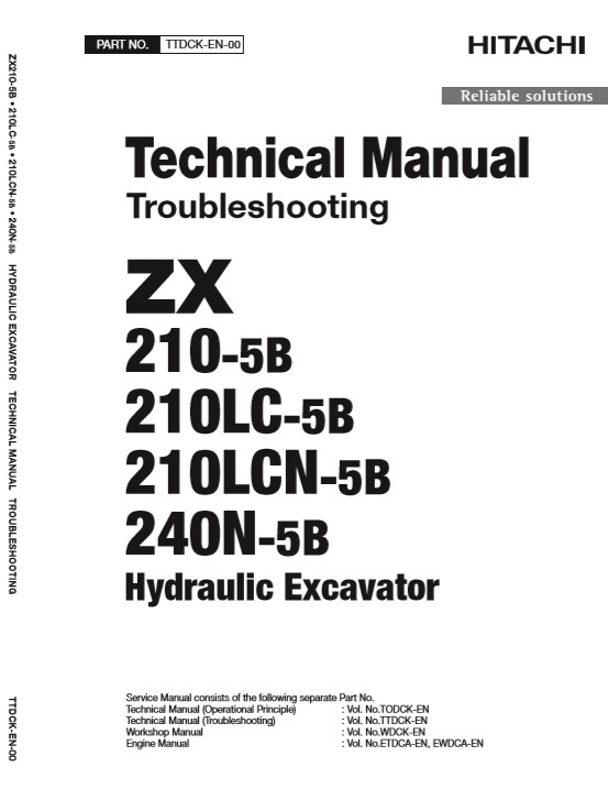 Hitachi ZX210-5B Series and Hitachi ZX240N-5B Technical Manuals - Image 2