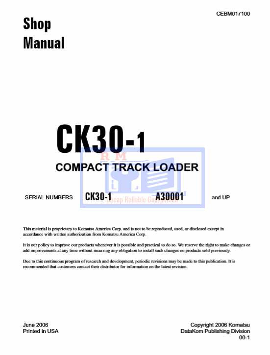 Komatsu CK30-1 Compact Track Loader Workshop Manual - Image 2