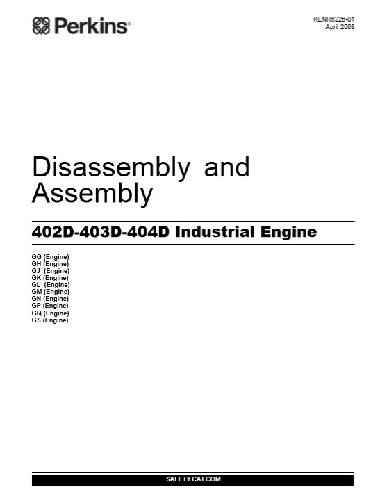 Perkins 402D, 403D, 404D Disassembly & Assembly Manual - Image 2
