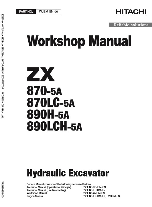 Hitachi ZX870-5A, Hitachi ZX890-5A Series Workshop Manual and Diagrams - Image 2