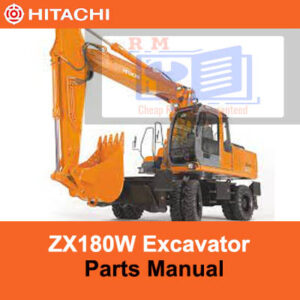 Hitachi Zaxis ZX180W Wheel Excavator Parts Manual, including images and specifications of various excavator components