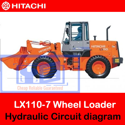 Hitachi LX110-7 Wheel Loader hydraulic circuit diagram, featuring detailed connections and operational flow of hydraulic components