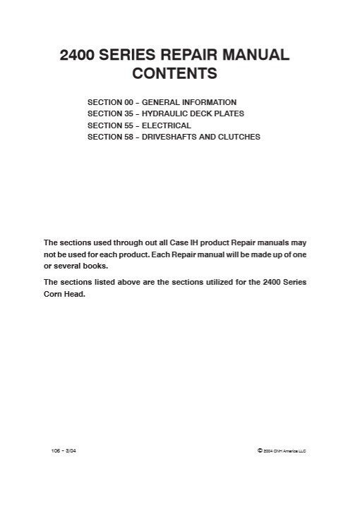 Case 2400 Series Corn head Service Repair Manual - Image 3