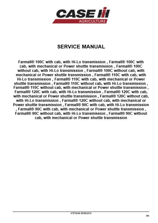 Case Farmall 90C, Case Farmall 100C, Case Farmall 110C, Case Farmall 120C Service Repair Manual - Image 3