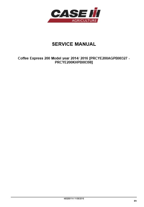 Case Coffee Express 200 Service Repair Manual - Image 3