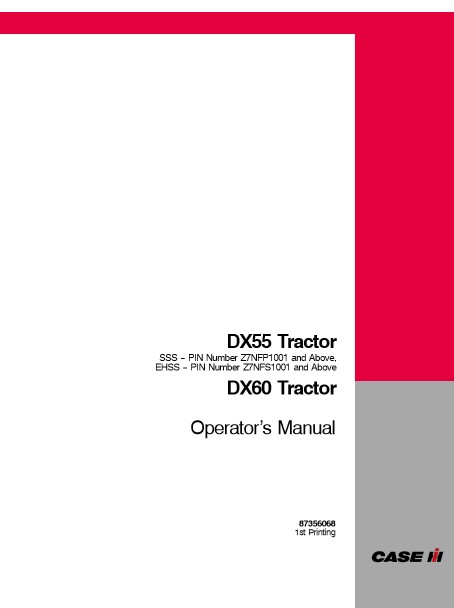Case IH DX55, Case IH 2WD, Case IH DX55 Case IH 4WD, Case IH DX60 Tractors Operators Manual - Image 2