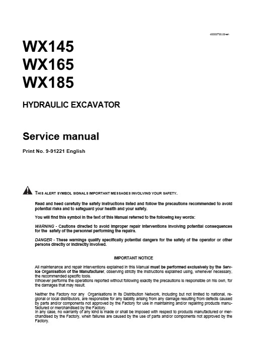 Case WX145, Case WX165, Case WX185 Excavator Service Repair Manual - Image 2