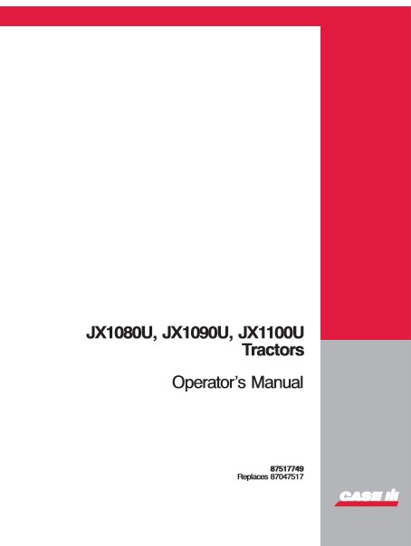 Case JX1080U, Case JX1090U, Case JX1100U Tractors Operator's Manual - Image 2