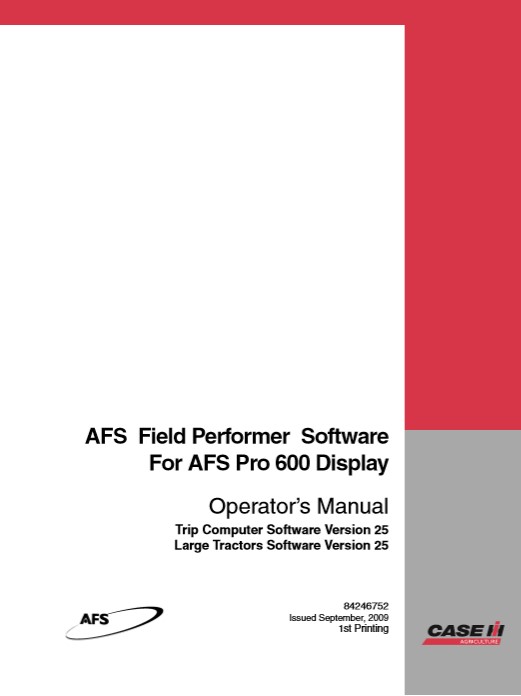 Case IH Tractor AFS Field Performer Software Manual for Large Operators Manual - Image 2