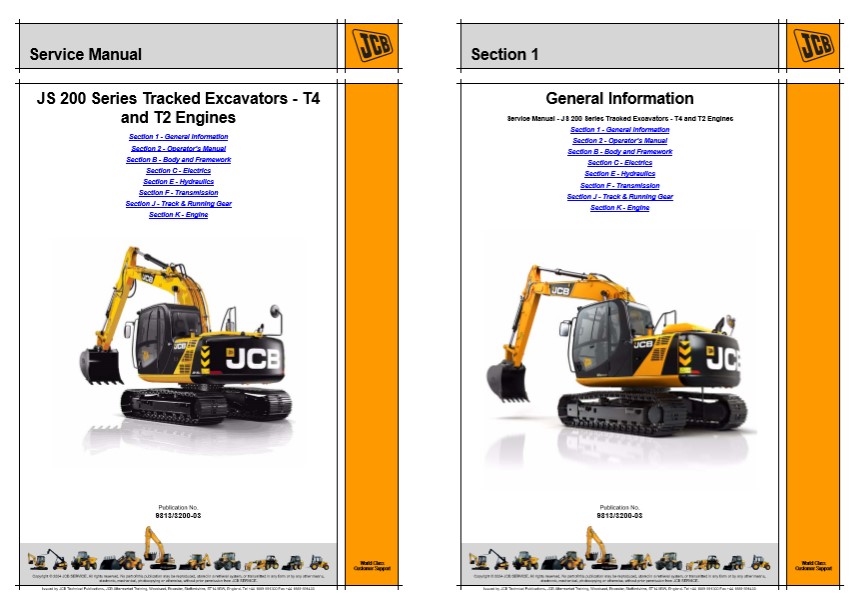 JCB JS 200 Series Excavator Service Repair Manual - Image 2