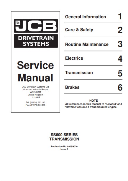 JCB SS600 Series Transmission Service Repair Manual - Image 2