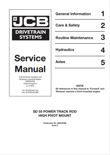 JCB SD55 Power Track Pod High Pivot Mount Service Repair Manual - Image 2