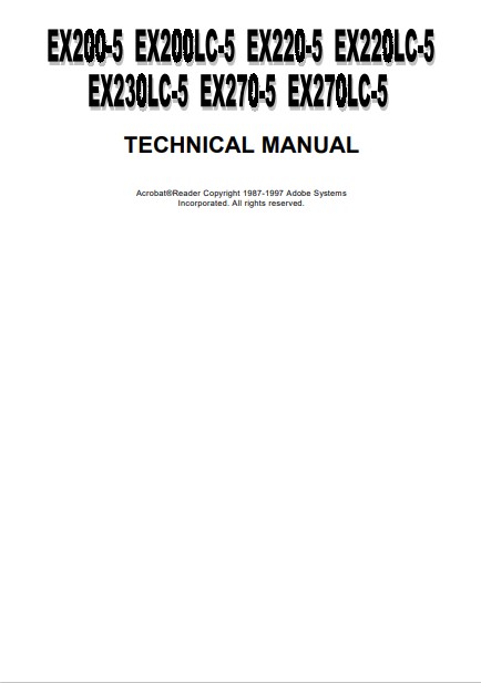 Hitachi EX200-5, EX200LC-5, EX220-5, EX220LC-5, EX230LC-5, EX270-5, EX270LC-5 Technical Manuals - Image 2