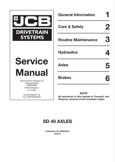 JCB SD40 Drivetrain Axles Service Repair Manual - Image 2