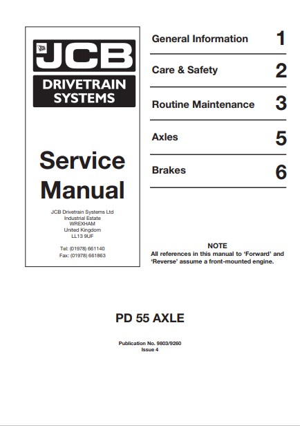 JCB PD55 Drivetrain Series Axles Service Repair Manual - Image 2