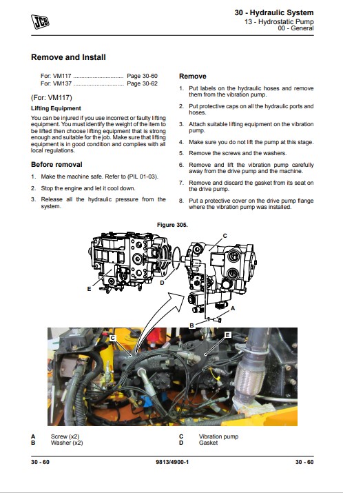 JCB VM117, JCB VM137 Roller Service Repair Manual - Image 6