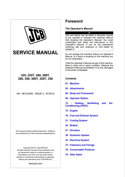 JCB 225, 225T, 260, 260T, 280, 300, 300T, 320T, 330 skid steer Service Repair Manual - Image 2