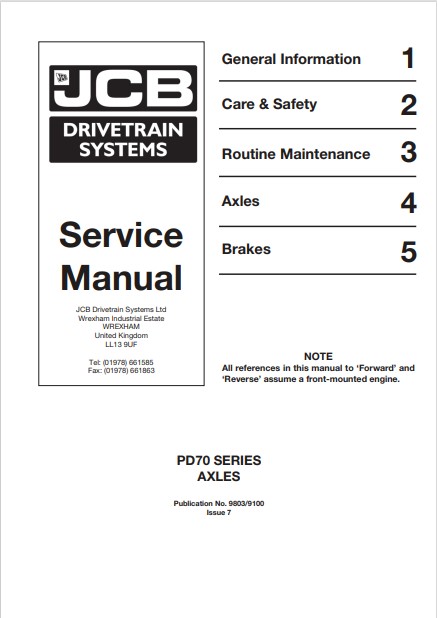 JCB PD70 Series Drivetrain Axles Service Repair Manual - Image 2