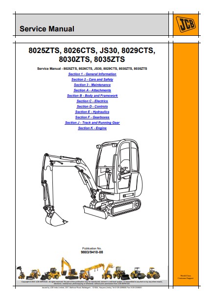 JCB 8025ZTS, 8026CTS, JS30, 8029CTS, 8030ZTS, 8035ZTS Service Repair Manual - Image 2