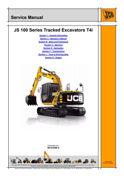 JCB JS 100 Series Tracked Excavators T4i Service Repair Manual - Image 2