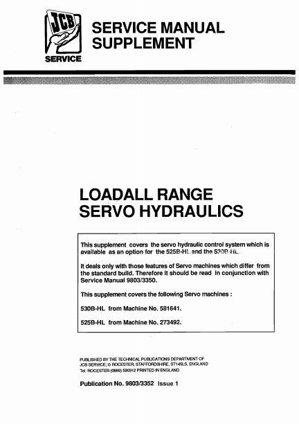 JCB 525B HL, JCB 530B HL Loadall Range Service Repair Manual - Image 2