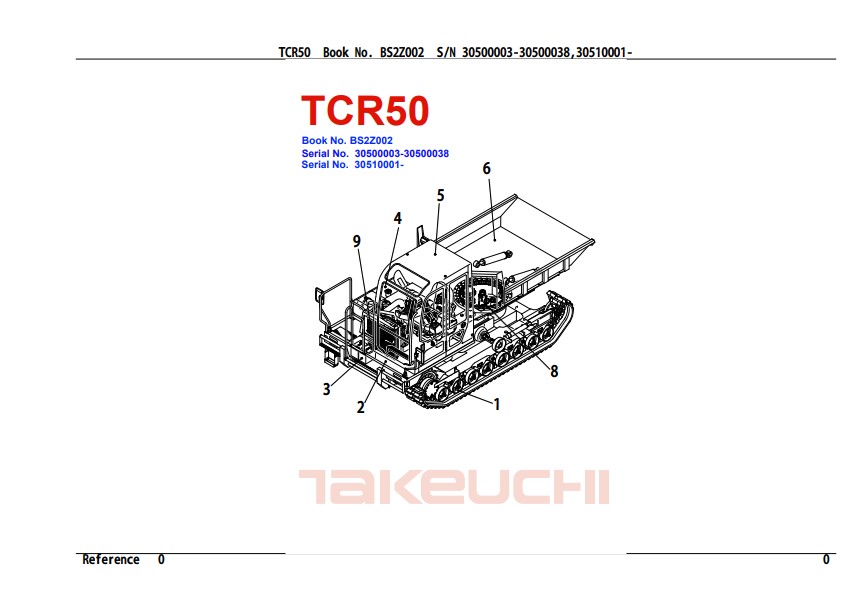 Takeuchi TCR50 Crawler Dumper Parts Catalog - Image 2