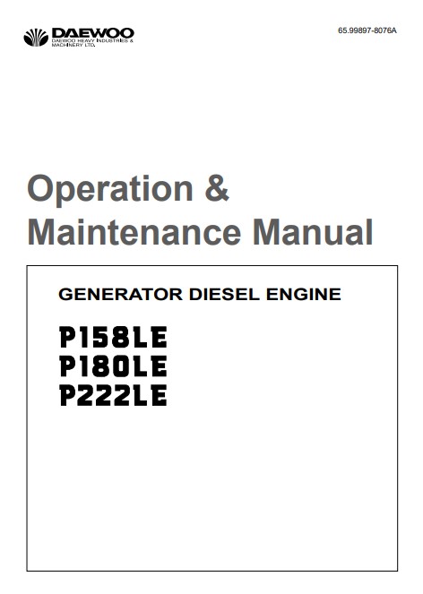 Daewoo P158, Daewoo P180, Daewoo P222 LE Generator Diesel Engines Manual - Image 2