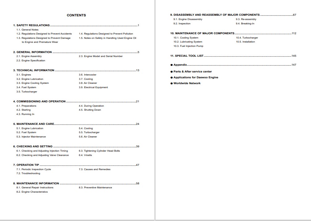 Daewoo P158, Daewoo P180, Daewoo P222 LE Generator Diesel Engines Manual - Image 5