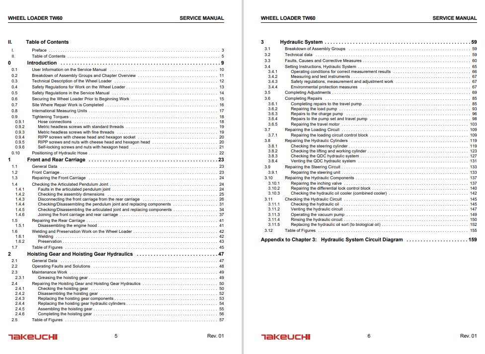 Takeuchi TW60 Wheel Loader Service Repair Manual - Image 3