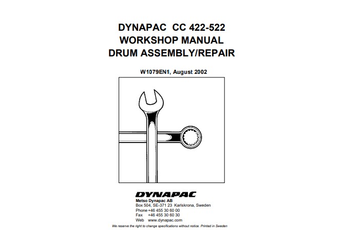 Dynapac CC 422-522 Drum Assembly and Repair Manual - Image 2