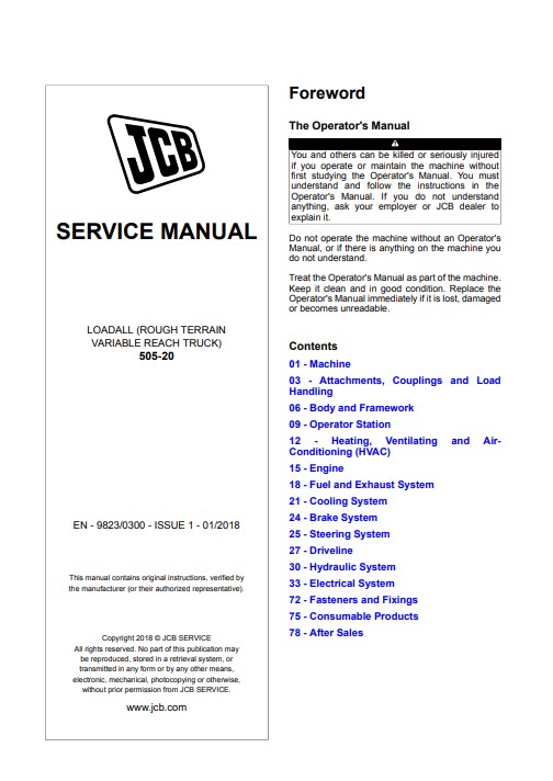 JCB 505-20 Reach Truck Service Repair Manual - Image 2