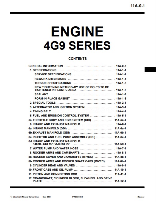 Mitsubishi 4G9 Series Engine Service Manual - Image 2