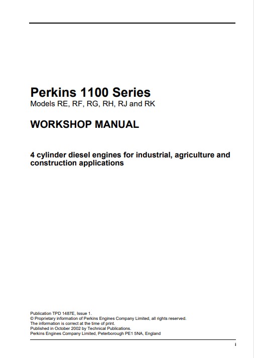 Perkins 1100 series workshop manual - Image 2