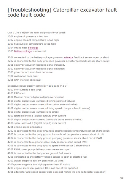 cat 320d error code