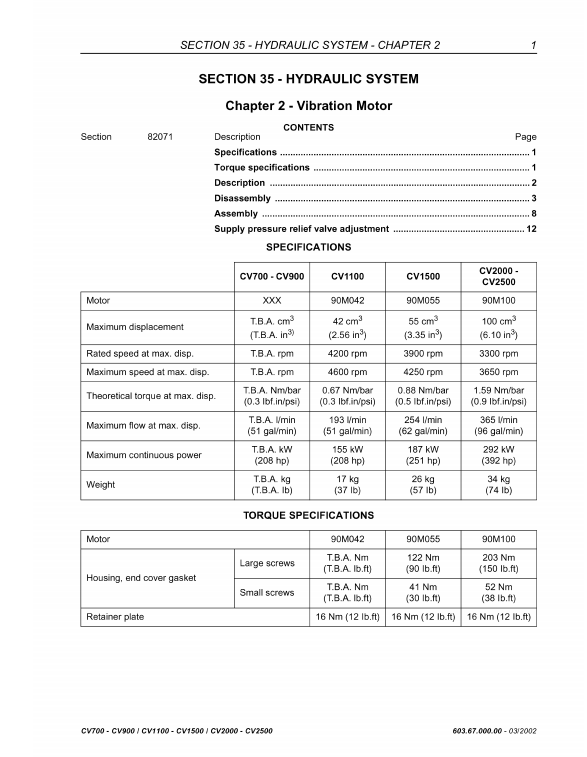 New Holland CV700, CV900, CV1100, CV1500, CV2000, CV2500 Compactors Service Manual - Image 4