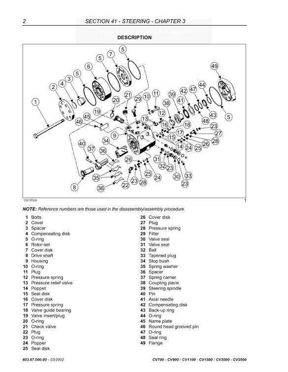 New Holland CV700, CV900, CV1100, CV1500, CV2000, CV2500 Compactors Service Manual - Image 6