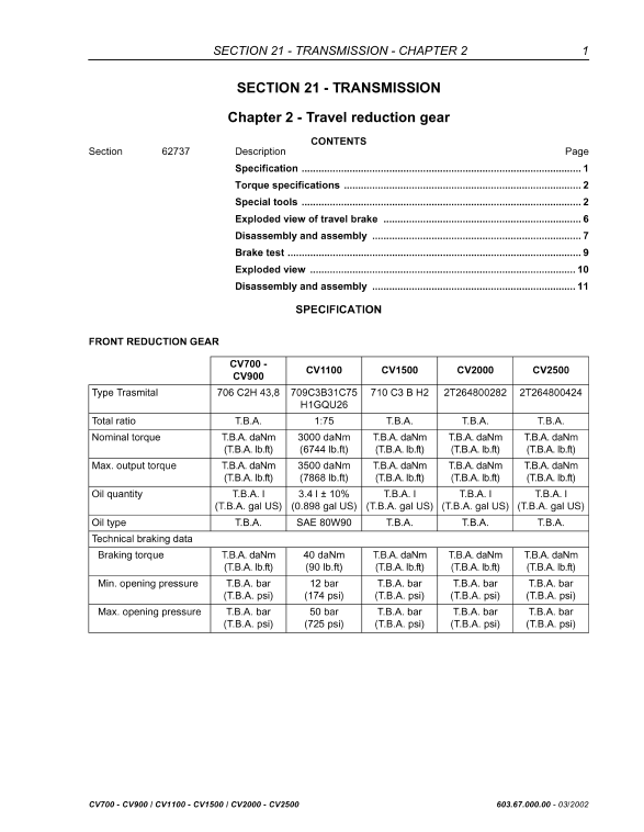 New Holland CV700, CV900, CV1100, CV1500, CV2000, CV2500 Compactors Service Manual - Image 3