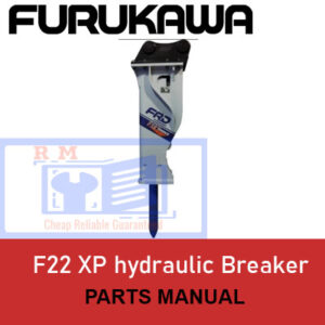 Furukawa F22 XP hydraulic breaker parts manual cover, featuring detailed diagrams and parts lists for maintenance and repair