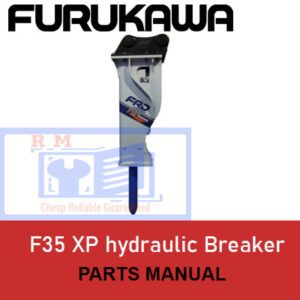 Furukawa F35 XP hydraulic breaker parts manual cover featuring technical illustrations and part specifications