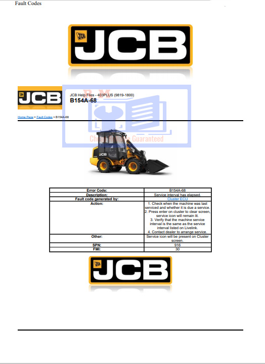 JCB 403PLUS Loader Full List Of Fault Code Explanations - Image 3