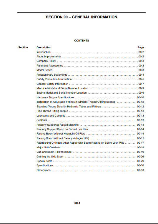 New Holland LS140, LS150 Skid Steer Loader Workshop Manual - Image 2