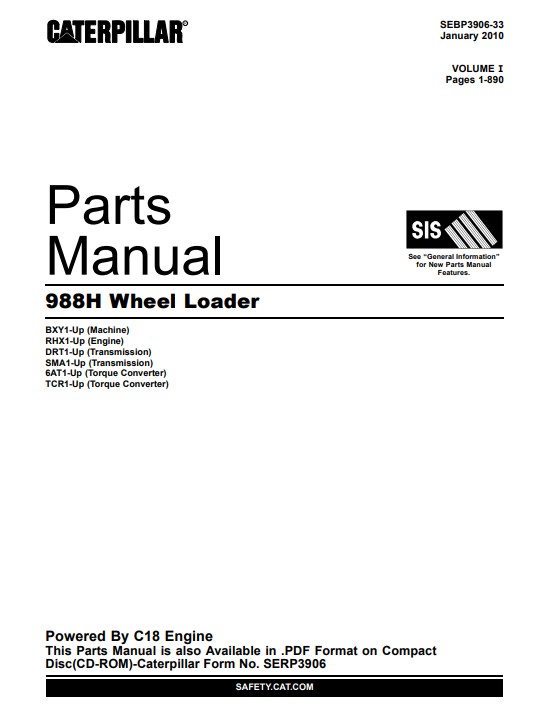 Caterpillar 988H Wheel Loader Parts Manual - Image 2