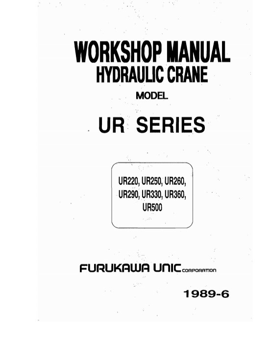 Furukawa Hydraulic Crane UR Series Workshop Manual - Image 2