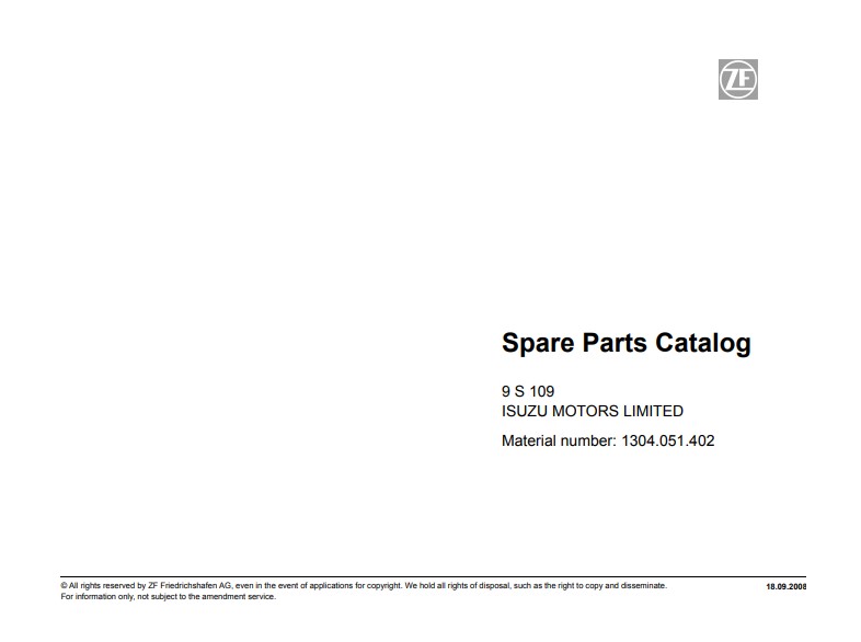 ZF 9S 109 Gearbox Transmission Parts Manual - Image 2